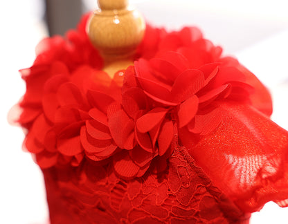 Dog Wedding Dress Red Rose Fairytale