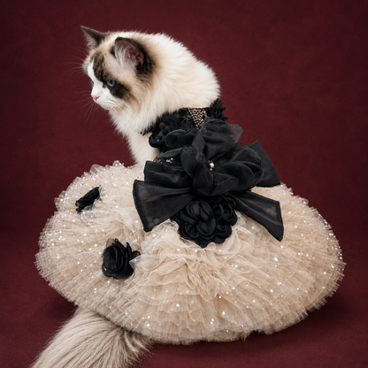 Elegant Cat and Dog Wedding Dress with Floral Details