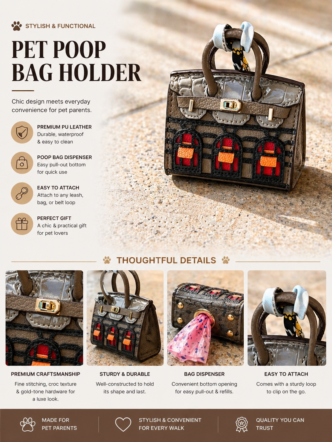 designer dog poop bag holder luxury pet accessories various colors