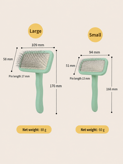 Large pet slicker brush size chart showing 170 mm length
