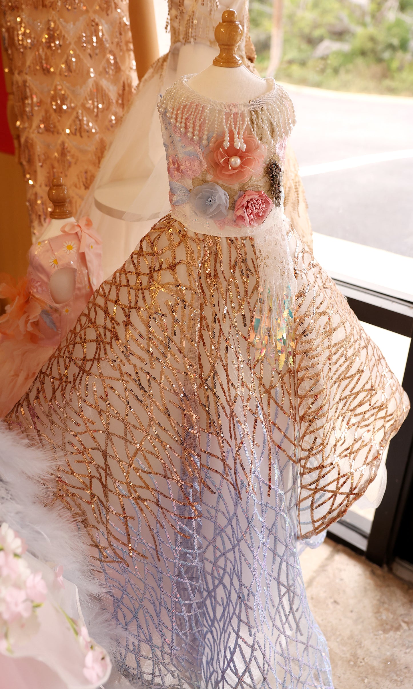 Exquisite Gold Silver Sequin Pet Gown Luxurious Dog Princess Dress