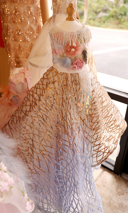 Exquisite Gold Silver Sequin Pet Gown Luxurious Dog Princess Dress