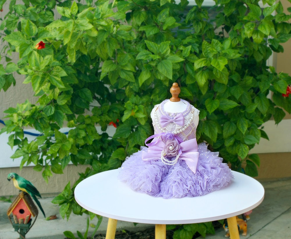 Lavender Pearl Pet Princess Dress For Dog Cat