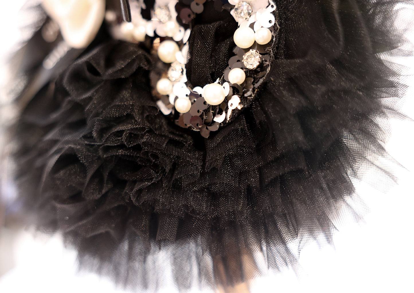 Black Pearl Sequin Pet Tutu Dress with 3D Flower - Formal Party Look