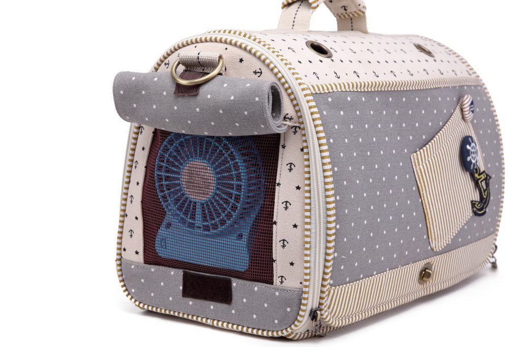 Nautical Pet Carrier Bag and Backpack - visible product detail view 3