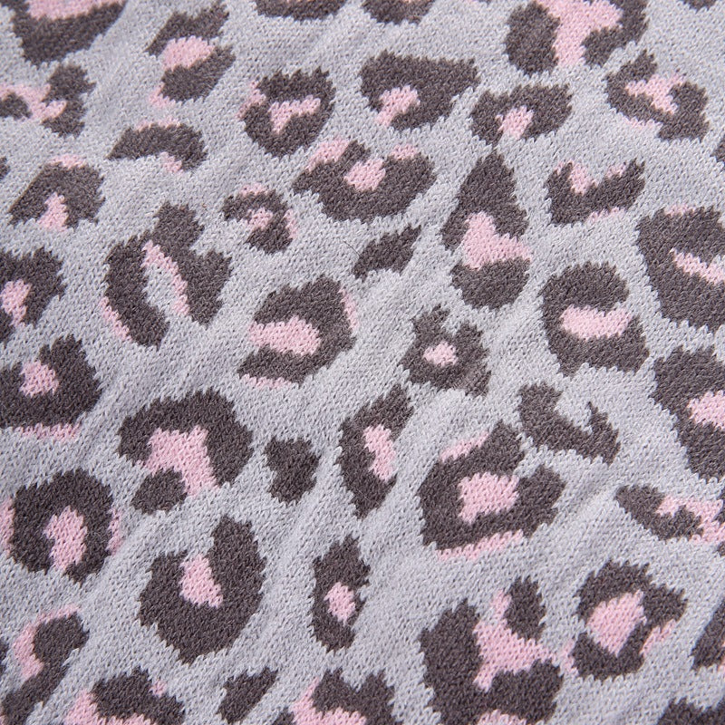 Pink Leopard Knit Dog Sweater