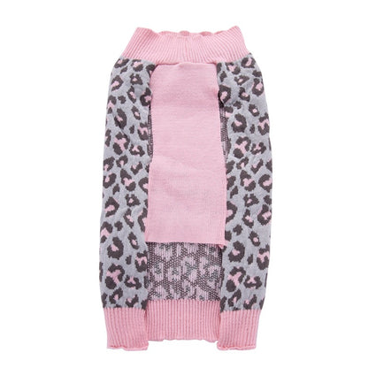 Pink Leopard Knit Dog Sweater