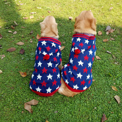 Star Print Dog Hoodie Sweater with Pom-Pom - main product view