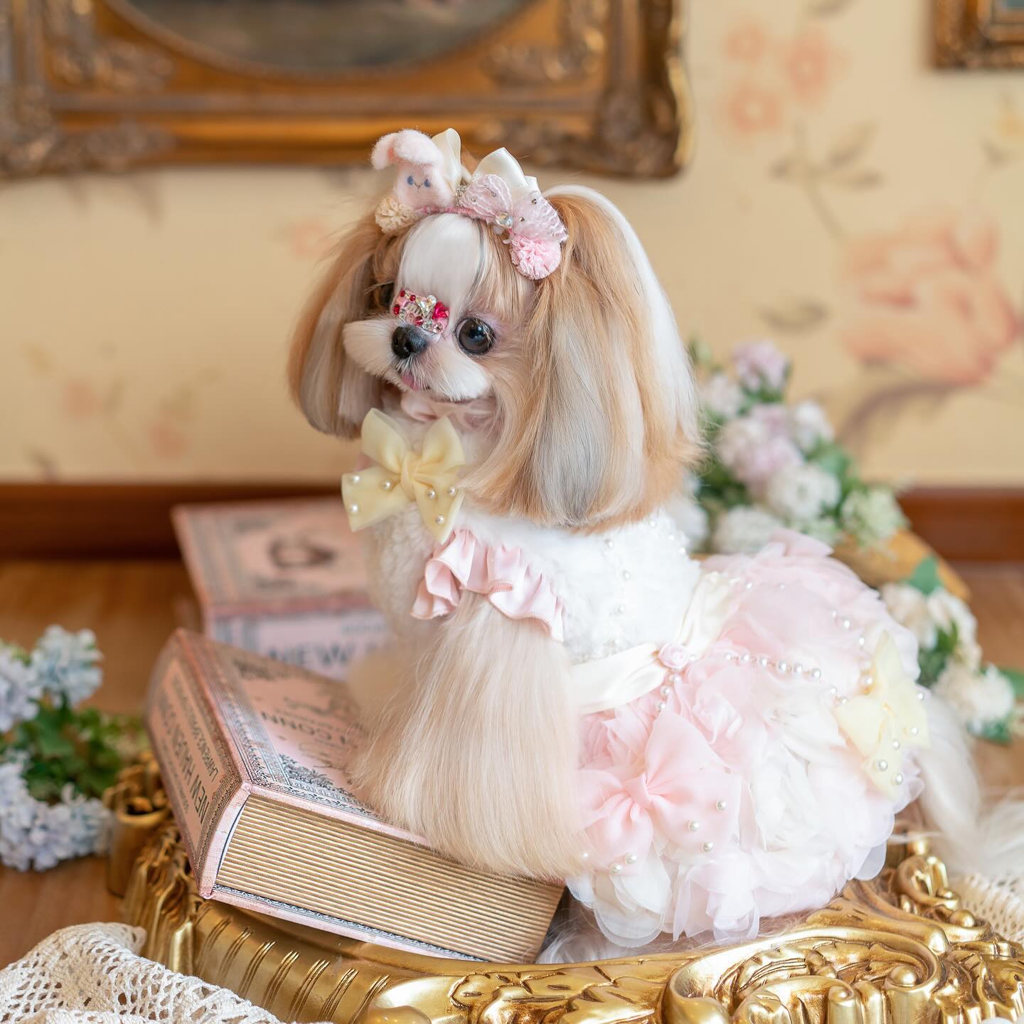 Luxury design Pearl Rose Fur dog Princess Dress – Jane's Pet Boutique Luxury design Pearl Rose Fur dog Princess Dress – Jane's Pet Boutique