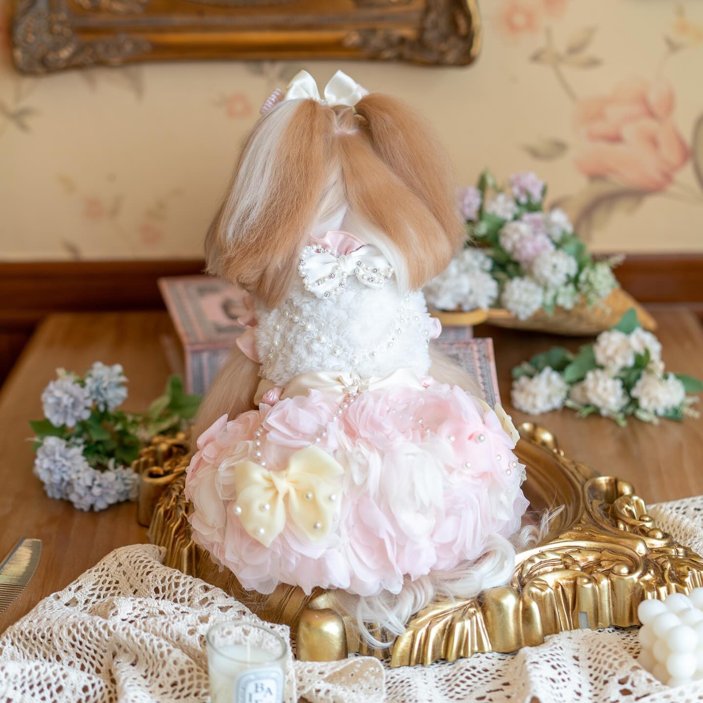 Luxury design Pearl Rose Fur dog Princess Dress – Jane's Pet Boutique Luxury design Pearl Rose Fur dog Princess Dress – Jane's Pet Boutique