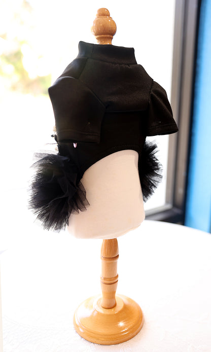 Black Pearl Sequin Pet Tutu Dress with 3D Flower - Formal Party Look