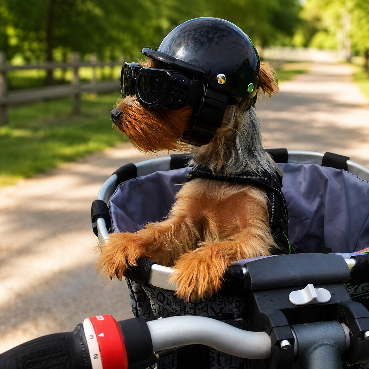 Black Pet Bike Helmet with Chin Strap