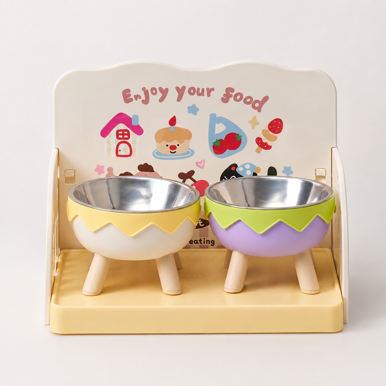 Anti-Spill Pet Feeding Tray with Splash Guard