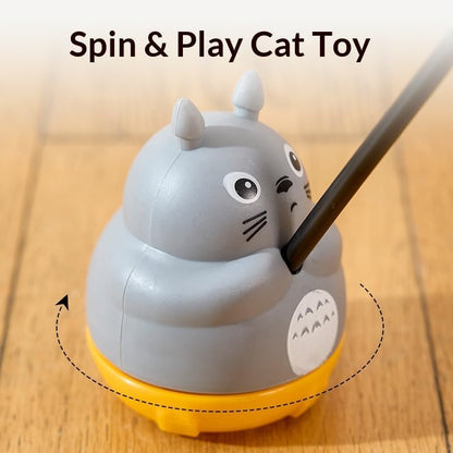360° Rotating Cat Teaser Toy with Feather & Bell - Stick-On Base