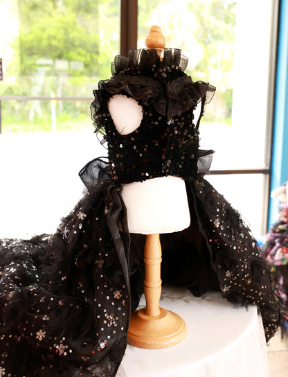 Midnight Noir Sequin Pet Ball Gown