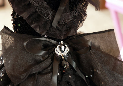 Midnight Noir Sequin Pet Ball Gown