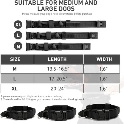 Dog collar+leash set Military-Style Tactical Nylon Collar for Large dogs