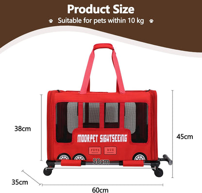 Rolling Pet Carrier – Bus Style Travel Bag with Wheels &amp; Mesh Panels