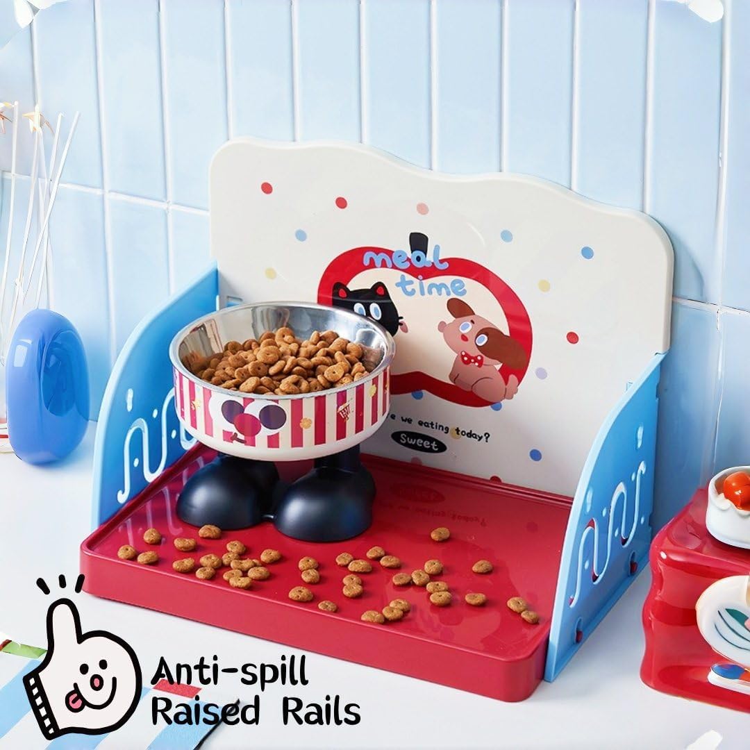 Anti-Spill Pet Feeding Tray with Splash Guard