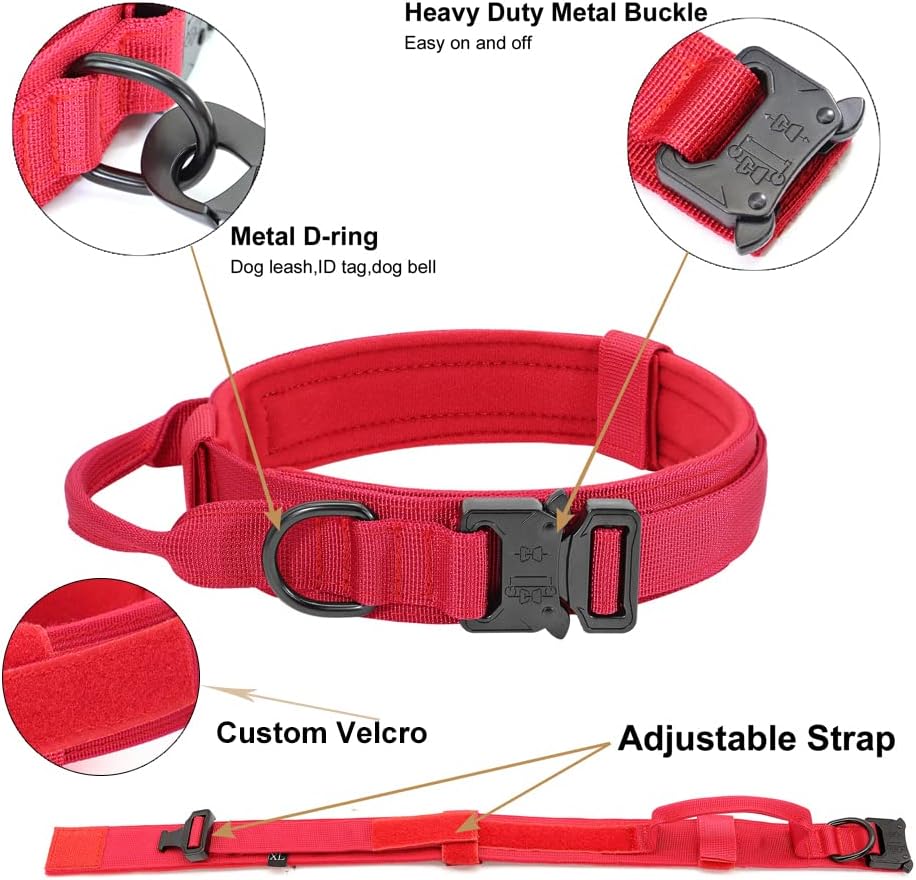 Dog collar+leash set Military-Style Tactical Nylon Collar for Large dogs