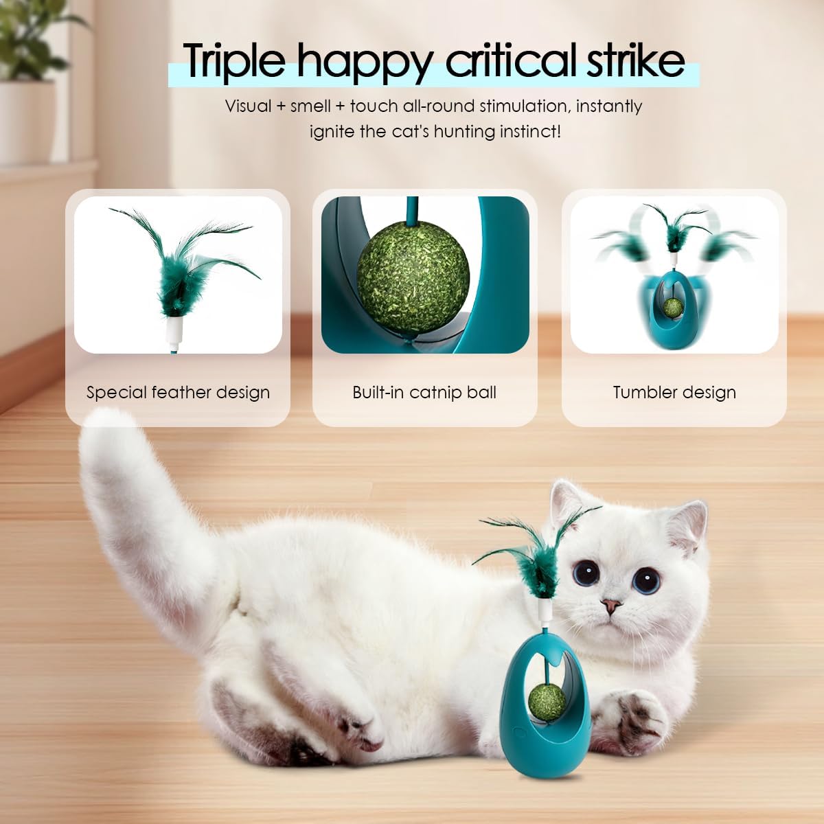 Interactive Cat Toy Tumbler with Catnip Ball