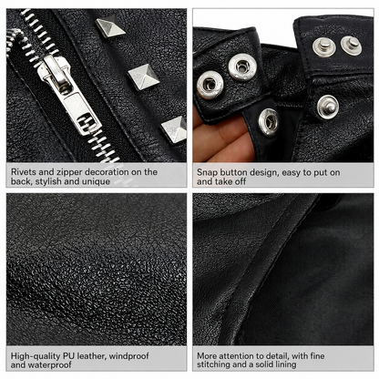 Dog Leather Jacket with Studs – Punk Rock Style - product detail view 4 of 6
