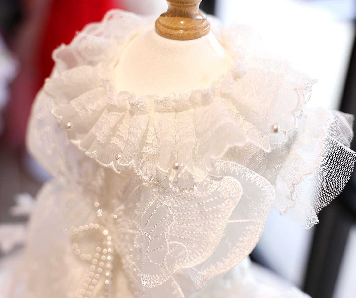 white lace dog dress formal pet wear wedding outfit