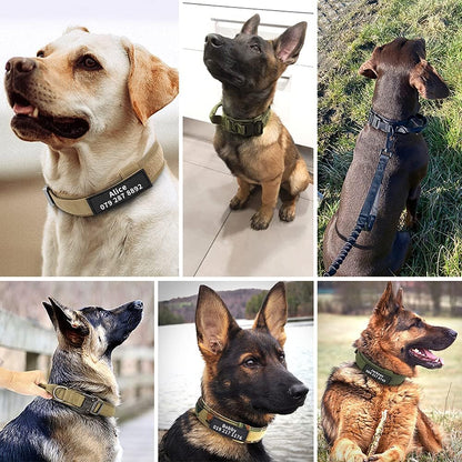 Dog collar+leash set Military-Style Tactical Nylon Collar for Large dogs