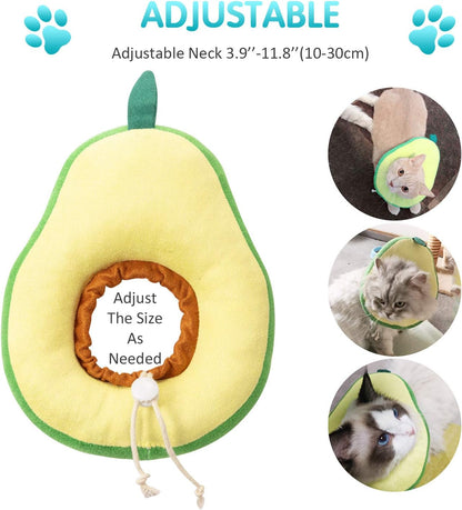 Soft Adjustable Cat Recovery Collar Cone – Cute Avocado & Toast E-Collar