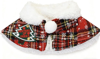 Plaid Pet Christmas Collar Cape