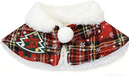 Plaid Pet Christmas Collar Cape