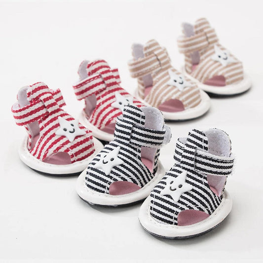 Striped Summer Dog Sandals with Cute Star Design Shoes