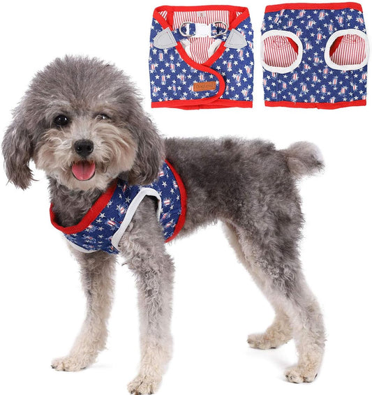 Denim Dog Harness with Star Print & Secure Buckle