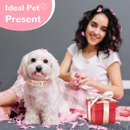 Luxury Crystal Heart Dog Collar – Pink & Purple Croc Texture