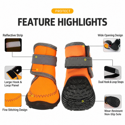 Orange Dog Boots with Hook-and-Loop Straps