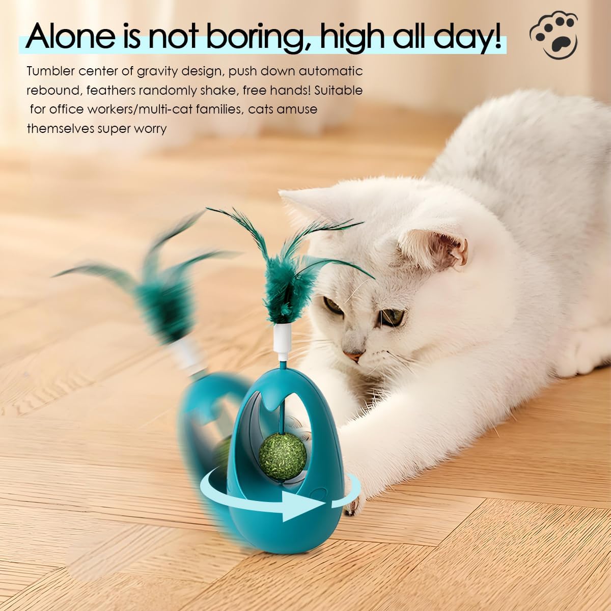 Interactive Cat Toy Tumbler with Catnip Ball