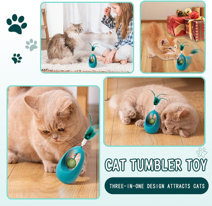 Interactive Cat Toy Tumbler with Catnip Ball