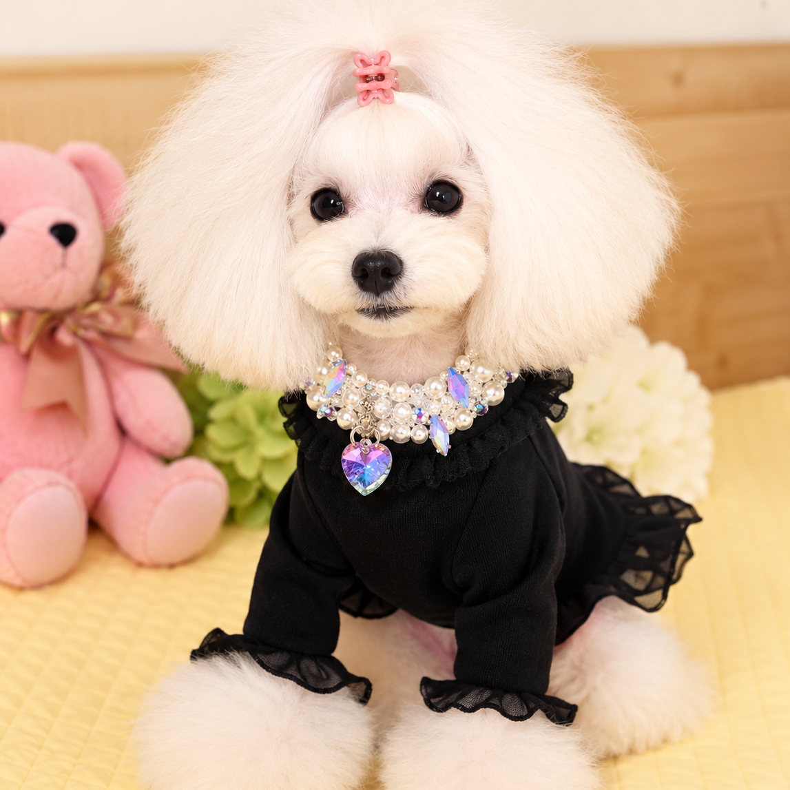 Iridescent Pearl Heart Pet Necklace