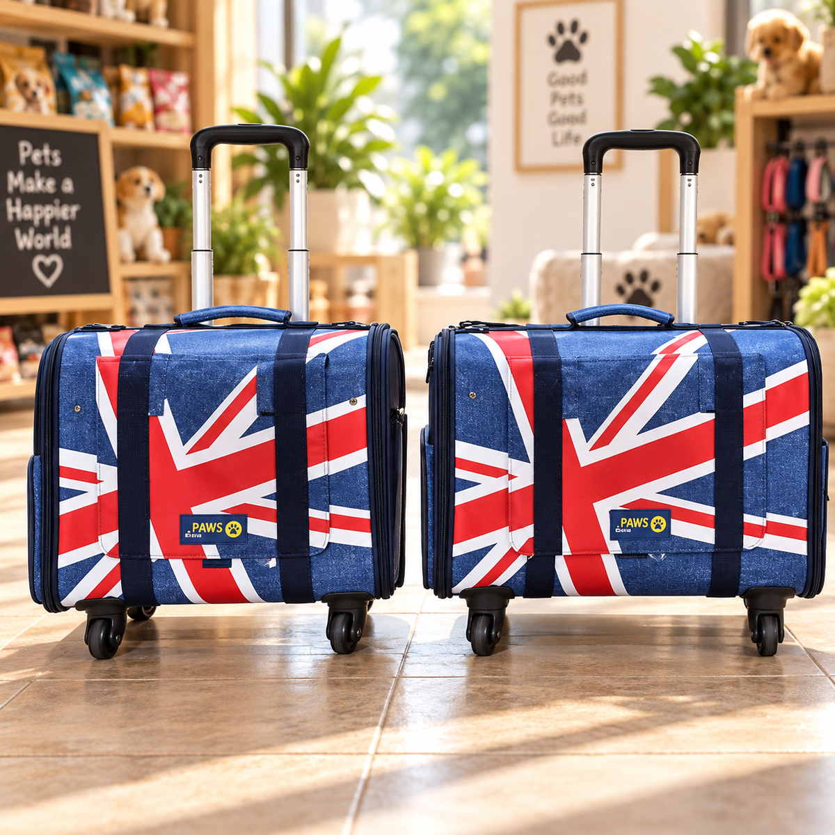 Union Jack Four-Wheel Pet Carrier