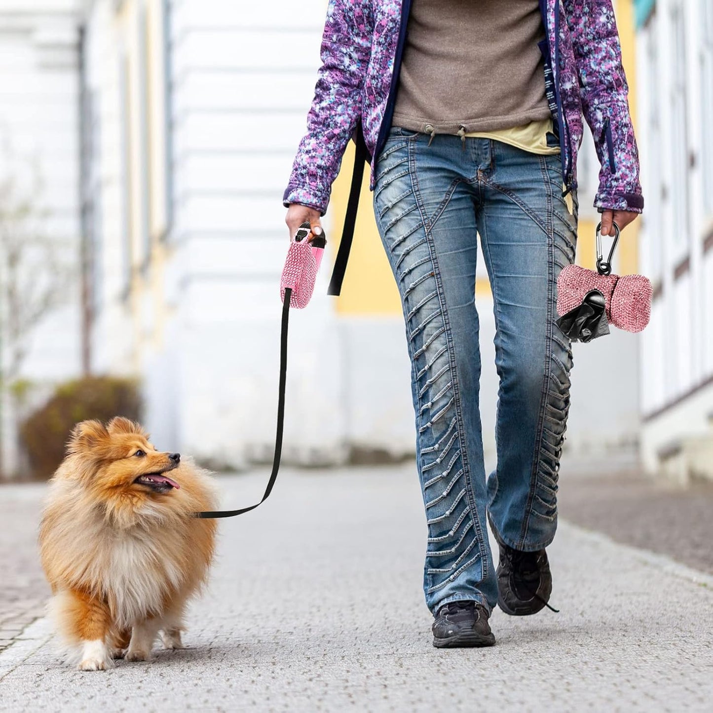 Bling Retractable Dog Leash – 9.8feet Crystal Design