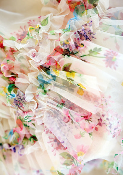 Floral Princess Dog Dress Ball Gown Trailing