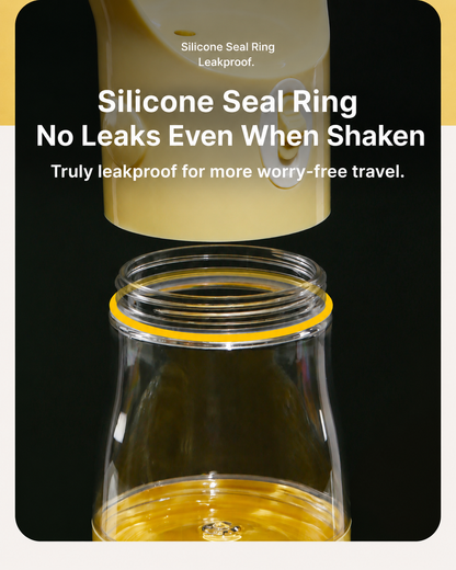 Close-up of colored sealing ring between pet bottle drinking head and clear water chamber