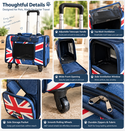 Union Jack Four-Wheel Pet Carrier