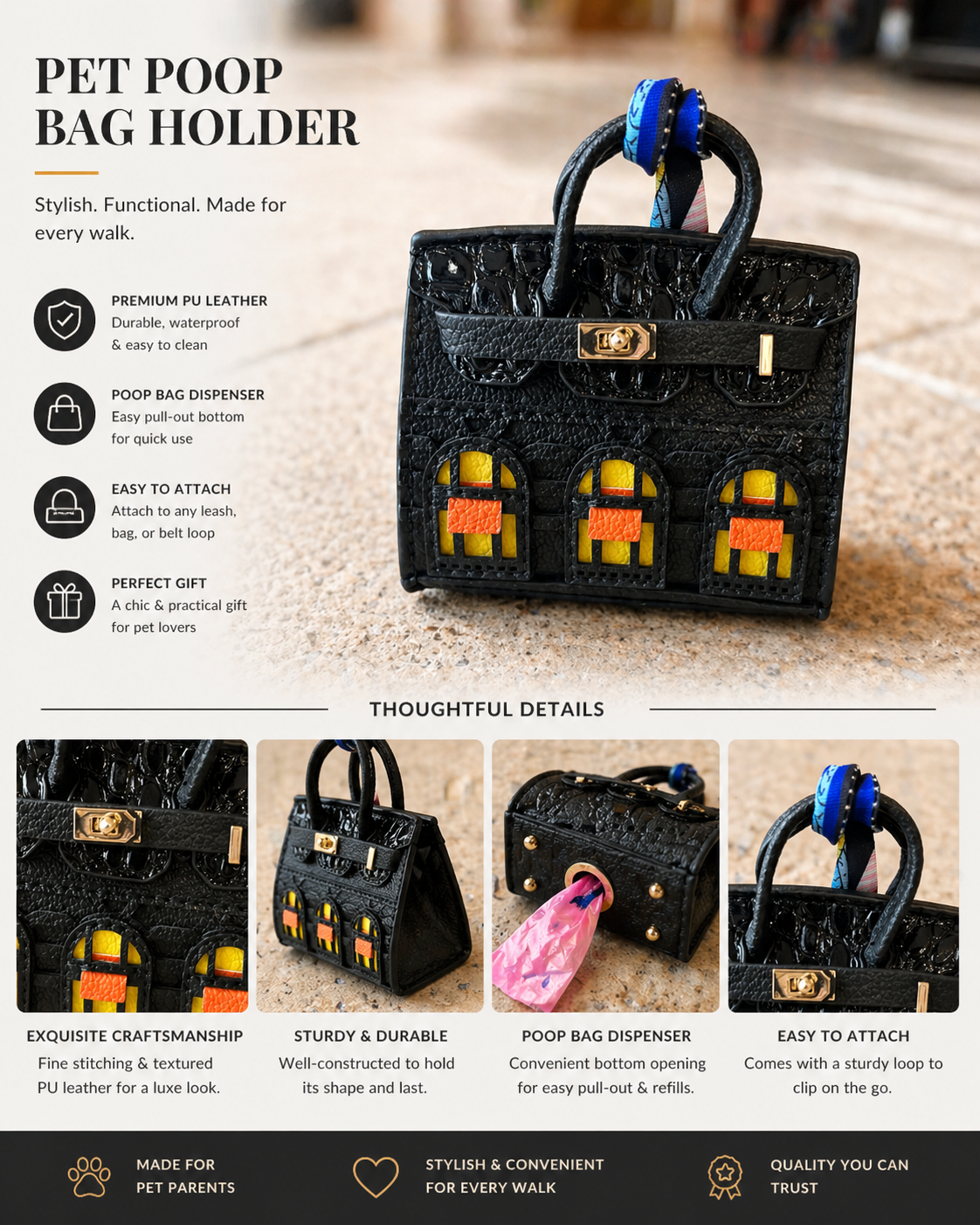 designer dog poop bag holder luxury pet accessories various colors
