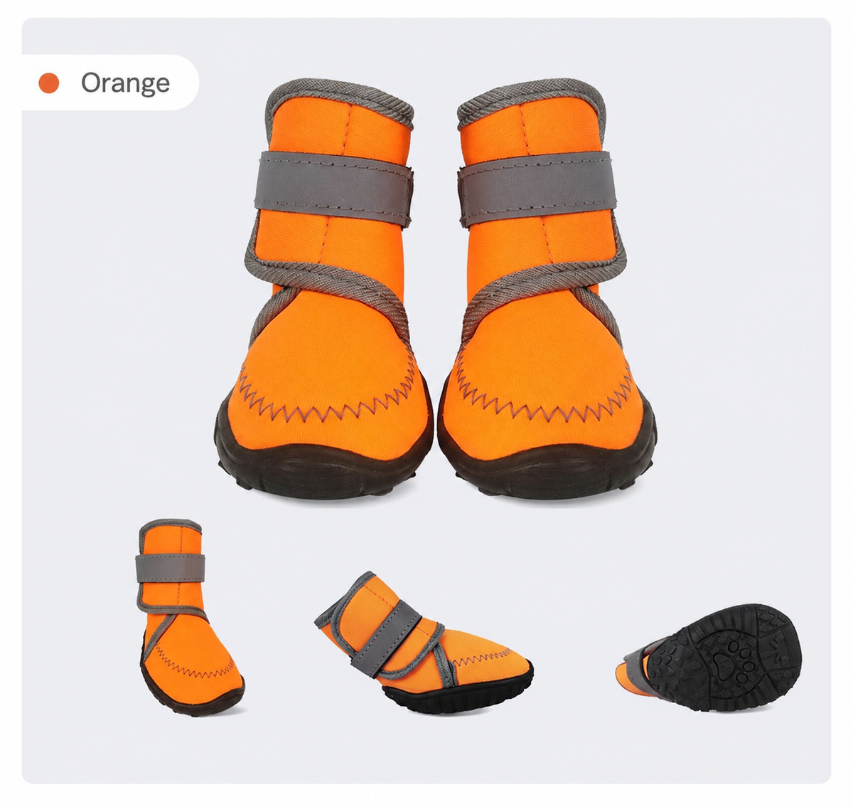 Orange Dog Boots with Hook-and-Loop Straps