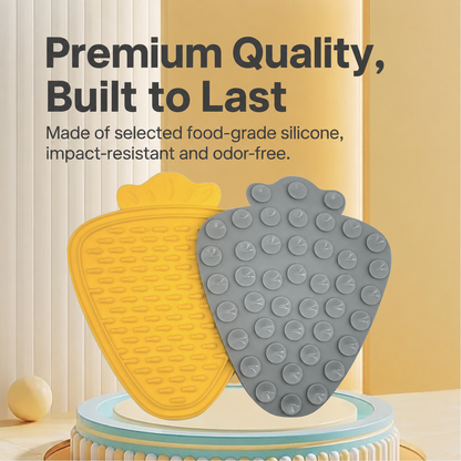 Yellow and gray food grade silicone strawberry slow feeder mats