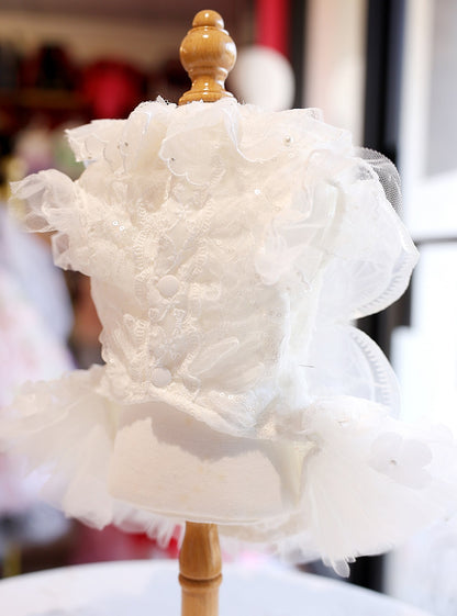 princess dog dress white elegant pet outfit photoshoot dress