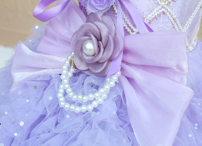 Lavender Pearl Pet Princess Dress For Dog Cat