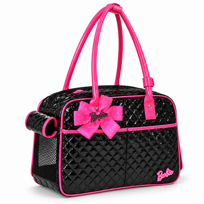 Black and Pink Quilted Pet Carrier Bag