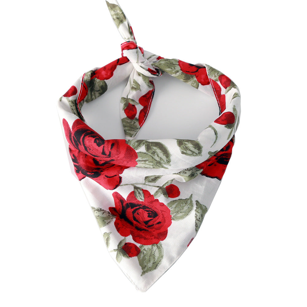 Elegant Floral Reversible Pet Bandana – Rose Design